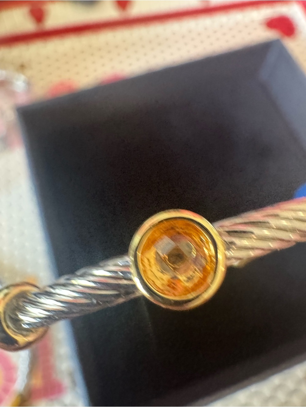Gold and Silver Cable Bracelet with Crystal Accents Freida Rothman Vault